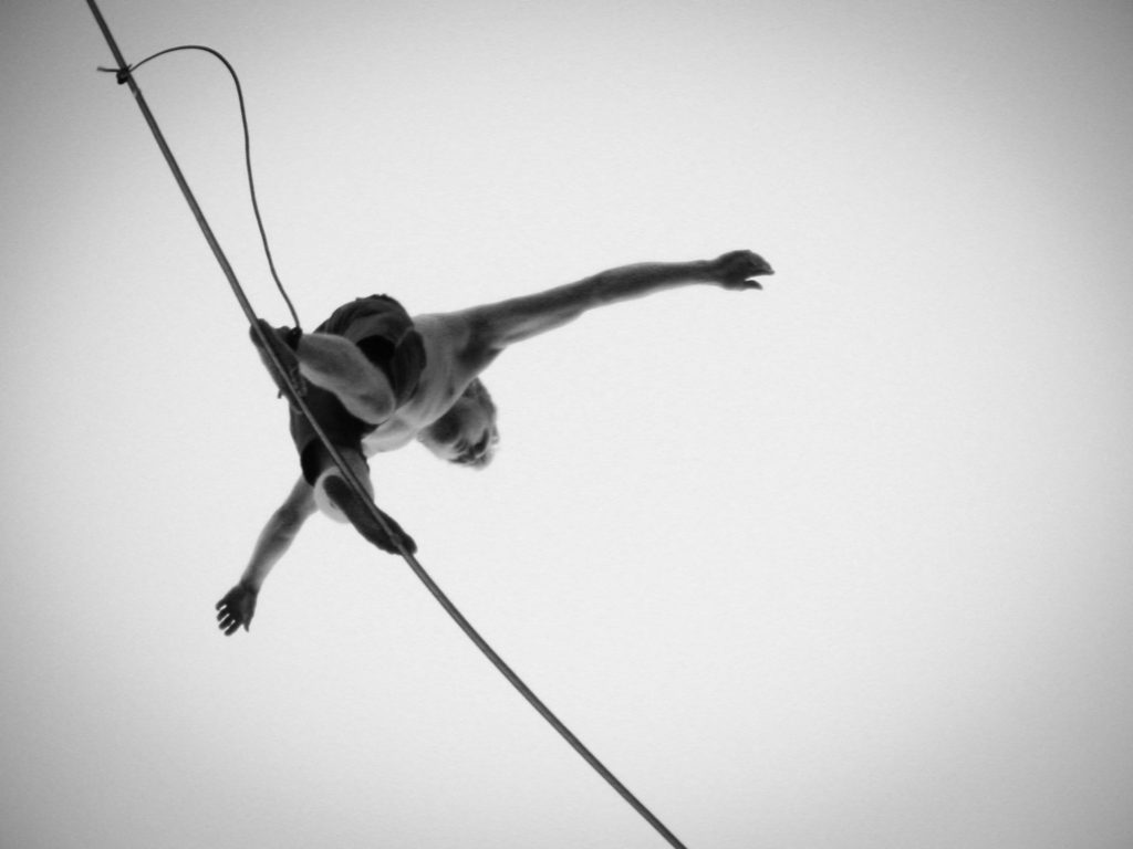 Person on a tightrope