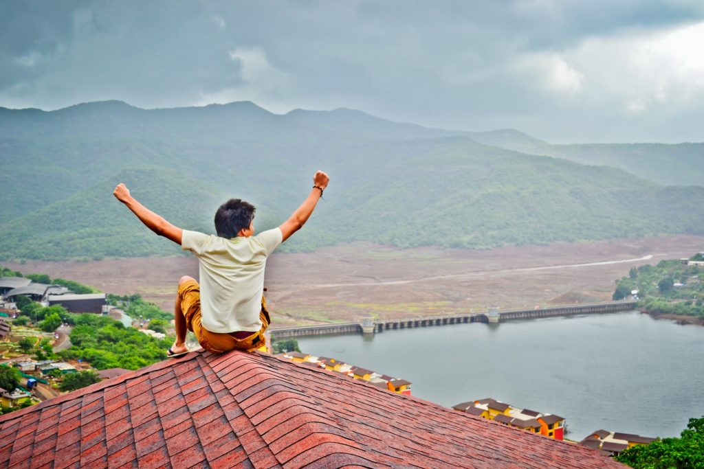 Happy Man on Rooftop